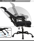 Mesh Ergonomic Office Chair With Footrest Headrest And Adjustable Backrest 90 To 135 Degrees tilt mechanism and swivel wheels