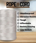 Heavy Duty Polypropylene Twine Rope For Outdoor Use Gardening Landscaping And Shipping 1000 Ft White Tube 135 Lb Tensile Strength