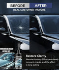 Windshield Crack Repair Kit 3 Pack 2026 Upgrade Quick Fix For Glass Chips And Cracks, before and after results on car windshield