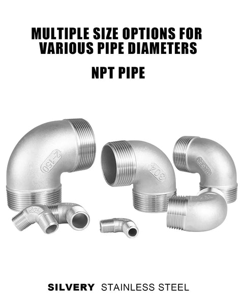 Five 1/2-inch stainless steel 90-degree street elbows with male NPT threads