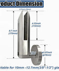 Top Shelf Adjustable Side Mount Glass Railing Clamps Forged From Rust Resistant 304 Stainless Steel For Tempered Glass Deck Rails Easy Does It Diy Mounting All Weather Ready Silver 18 Pack dimensions displayed on the product.