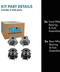 2 Front And 2 Rear Wheel Bearing And Hub Assemblies Set For 2009 To 2013 Forester 2012 To 2013 Impreza 2010 To 2014 Legacy And Outback
