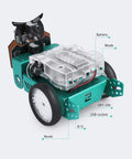Owl Smart Robot Car Kit For Kids With Nano V4 Controller Arduino Compatible Kid Friendly Hands On Build Code And Bring It To Life With Block Coding Motors Sensors Lights And Sound Ideal For Homeschooling Coding Clubs And Weekend Projects, owl robot car with clear battery cover and labels