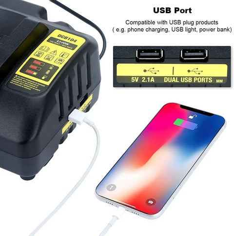 Four Port Battery Charger Station For 12V 20V Max And 60V Max Li-Ion Batteries - Simultaneously Power Up DCB206 DCB205 DCB240 DCB606 DCB609 And More Fast Reliable Charging For DIY Projects