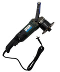 Hella Powerful 1800W Portable Curved Beveling Machine With Four Blades showing a green electric plate beveler with blade.