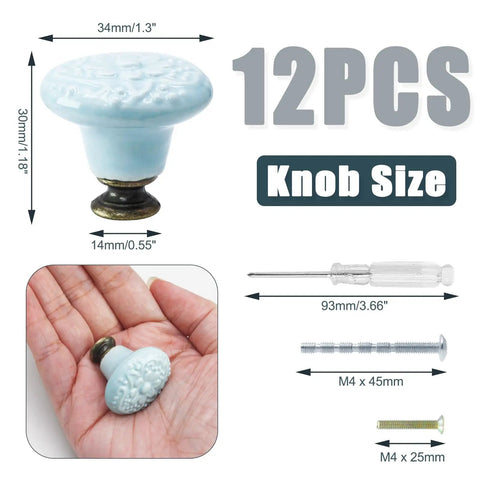 12 Pcs Sky Blue Ceramic Cabinet Knobs Are A Total Game-Changer For Your Kitchen Or Bath With These Round Picks Adding A Cool Pop Of Color To Cupboards Drawers Or Dressers The Glazed Ceramic Is Tough Includes All Hardware For Easy Install To Give Your. Size and shape of ceramic knob shown in hand for reference.