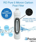 Annual RO Water Filter Replacement Kit For Pure Plus And Zero Plus Systems Five Pack With Two Sediment Filters Two Carbon Pre Filters One Post Filter Push Button Compatibility Keeps Your Tap Water Tasting Fresh All Year - Close-up of RO Pure 5 Micron Carbon Post Filter