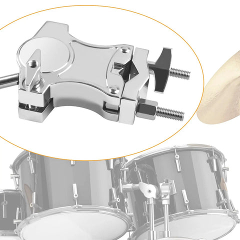 Heavy-Duty L-Rod Cowbell Mount For Drum Set, Zinc Alloy Cymbal Clamp With 360 Degree Adjustability, Rust-Resistant Durable Hardware For Studio, Stage And Practice on drum kit