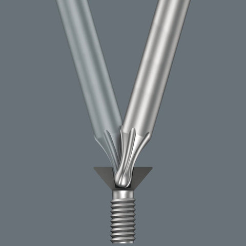 Close-up of TX L Key Set 9 Pc With Ballpoint Torx Long Arm BlackLaser Hardened Blades Hex Plus Technology tip detail on screw