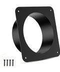 4 Inch Duct Connector Flange Metal Dryer Vent Fitting Square To Round Ducting Plate with screws, black, side view