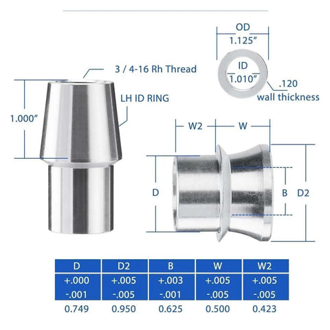 Heavy Duty Heim Joints Rod End Set showing precise dimensions and thread details, rock solid construction for auto mods.