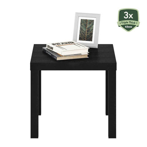 Classic Homey Square Parsons Side End Table In Black 1 Pack Minimalist Square End Table With 1.8 Inch Thick Top