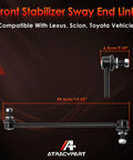 Front Sway Bar End Link Kit For 2010 To 2019 Lexus CT200h HS250h NX200t NX300h with dimensions for Toyota, Scion models.