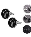 Cross Cufflinks For Men Black Titanium Steel Shirt Fasteners 1 Pair For Business And Formal Shirts With Durable Finish Dope Eye Catching Cross Design That Elevates Your Dress Attire Great Gift For Him