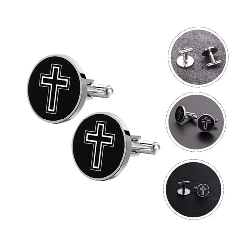 Cross Cufflinks For Men Black Titanium Steel Shirt Fasteners 1 Pair For Business And Formal Shirts With Durable Finish Dope Eye Catching Cross Design That Elevates Your Dress Attire Great Gift For Him