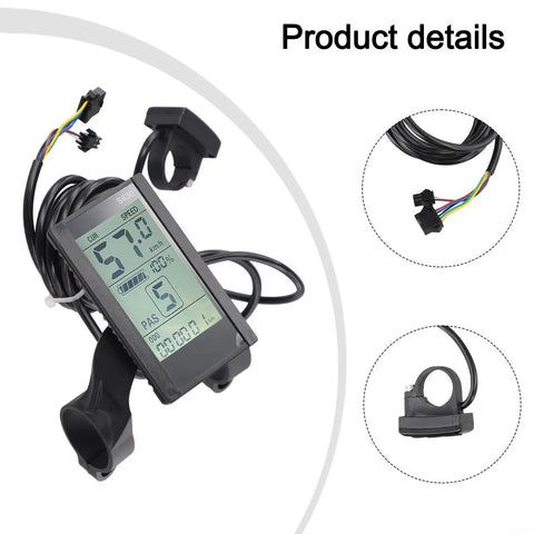 Upgrade Your Ride With Premium S830 LCD Display Screen Featuring 5Pin Sm Connector For 24V 36V And 48V Electric Bike Scooter Smart UART Control Panel Dash For Speed And Battery Monitoring mounted with cable and bracket