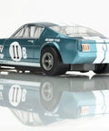 Shelby GT350R 1965 Donohue White Blue Slot Car With High Performance Traction Magnets Precision Balanced Chassis Realistic Tires