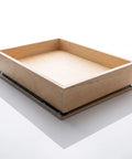 Heavy Duty Pull Out Cabinet Drawer Made From Solid 9 Ply Baltic Birch With Dovetail Joints shown from side angle on white background.