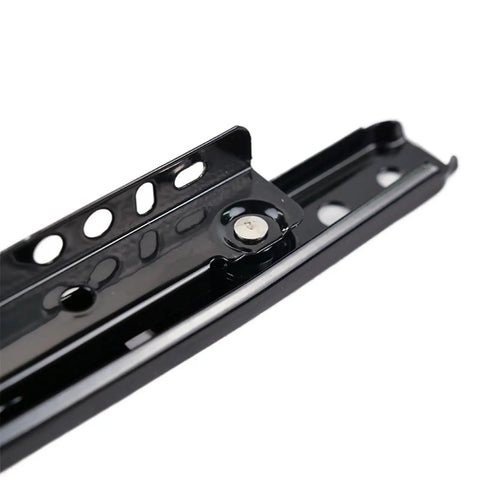 Close-up of Powder Coated Kitchen Cabinet Drawer Slides 30mm Wide Beefed Up Roller Telescopic Rails For Smooth Glide Heavy Duty