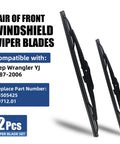 Heavy Duty Front Windshield Wiper Blades For Jeep Wrangler YJ 1987 To 2006 two piece rubber set with clip-on design
