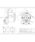 Diagram of 350W 24V electric bicycle motor dimensions for conversion kits and specifications.