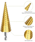 Step Drill Bit Set 4-32mm HSS Titanium Coated Quick Change Cone Bit With One Quarter Inch Hex Shank For Metal Plastic Wood