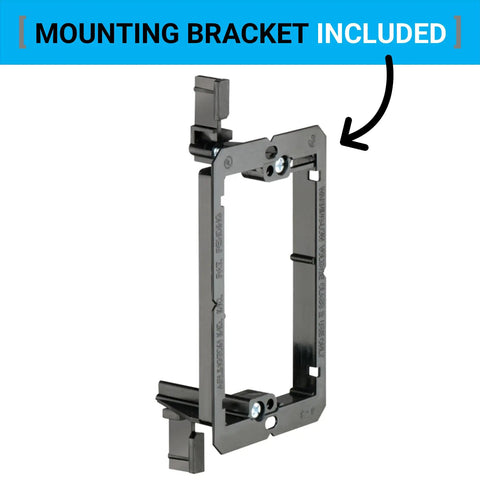 Slick Grommet Wall Plate For In-Wall Cable Management And Wire Concealment To Clean Your Rig Via Hdmis Ethernet And Speaker Cable Routing Through Walls Making Room And Showcasing Smooth Durable Abs White Finish, featuring included black mounting bracket.