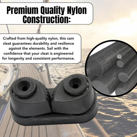 Rugged Nylon Sailing Cam Cleat 130 For Line Size 0.125 To 0.375 Inch 3 To 10 mm Marine Rigging Cleat Built For Sailboats