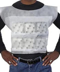 Disposable Cool Vest With Nontoxic Cooling Packs worn by a person, lightweight design for outdoor work, sports, or PPE use