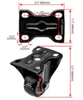 Eight Pack 1.5 Inch Caster Wheels Rigid Fixed Non Swivel All Black Polyurethane Heavy Duty Non Marking Silent 75 Lb Capacity Per Wheel