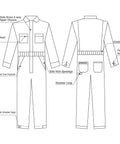 Men's Straight-Up Long Sleeve Twill Coverall Work Jumpsuit With Deep Cargo Pockets And Breathable Cotton Polyester Blend designed for mechanics, detailed design features.