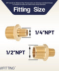 Brass Pipe Hex Reducing Nipple Fitting 1/2 Inch to 1/4 Inch Male NPT for Plumbing and HVAC, Heavy Duty Brass Nipple Bulk Pack of 200