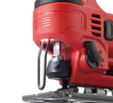 Close-up of Snag This 20V Cordless Jigsaw With Battery And Fast Charger showing orbital depth control and LED light.