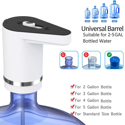 Rechargeable Electric Water Pump For 5 Gallon Bottle Portable Water Dispenser With One Click Sliding Guard detail view