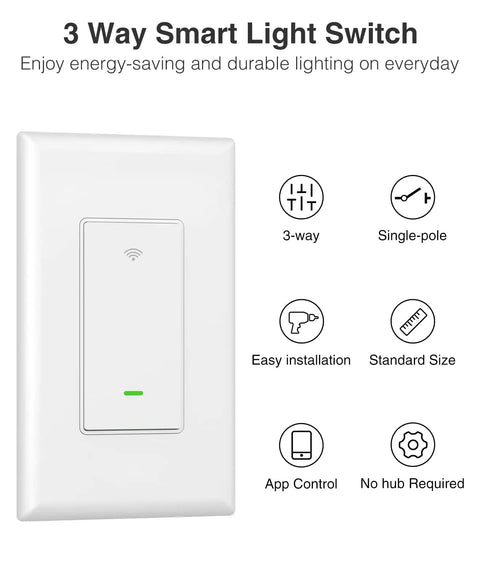 3 Way Smart Light Switch In Wall On Off With Alexa And Google Assistant Voice Control App Remote Scheduling Timers Manual Toggle Hands Free For Living Room Bedroom Hallway White 4 Pack