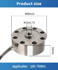Pro Grade Load Cell Sensor Kit With Signal Transmitter Amplifier 0-200kg Capacity For Tension And Compression Testing Includes Display And Heavy Duty Industrial Weighing For Lab Or Shop. stainless steel load cell, Φ88mm, M12x1.75, 34mm