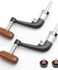 Premium Metal Folding Fishing Reel Handle Kit With Rocking Arm And Hardwood Knob Auto Fold Design For Compact Storage Fits 1000-4000 And 5000-6000 Models Secure Grip Perfect Upgrade For Serious Anglers. Dual metal folding reel handles with hardwood knobs and mounting caps