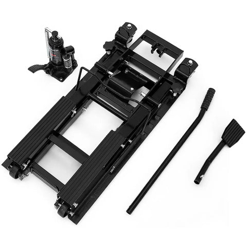 Hydraulic Motorcycle Lift Jack 1500 Lb Heavy Duty With Adjustable Height 4.7 To 14.57 Inches Non Slip Platform Safety Lock Garage Scissor Jack For Motorcycles ATVs UTVs Dirt Bikes And More