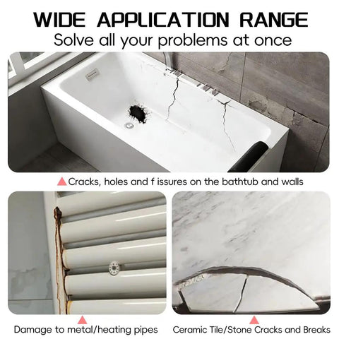 Image showing Heavy Duty Epoxy Putty 200g Two Component AB Kit used for repairing bathtub cracks, pipe leaks, and ceramic tile breaks.