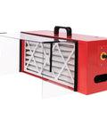 Big Air Small Footprint Portable Tabletop Dust Collector With 725 Cfm Crossflow Fans, showing removable carbon filter and transparent cover.