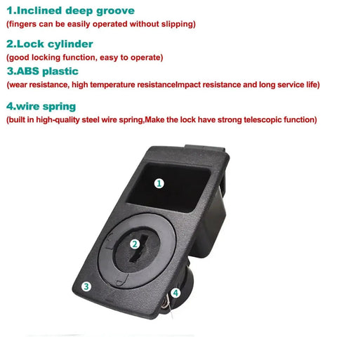 Black Retractable Spring Loaded Panel Latch Lock For Cabinets And Drawers Rock Solid Heavy Duty Secure Door Locking System