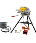 Reconditioned Model 300 Pipe Threader With Foot Pedal Control And Universal Quick Swap Die Heads, heavy duty setup with accessories.