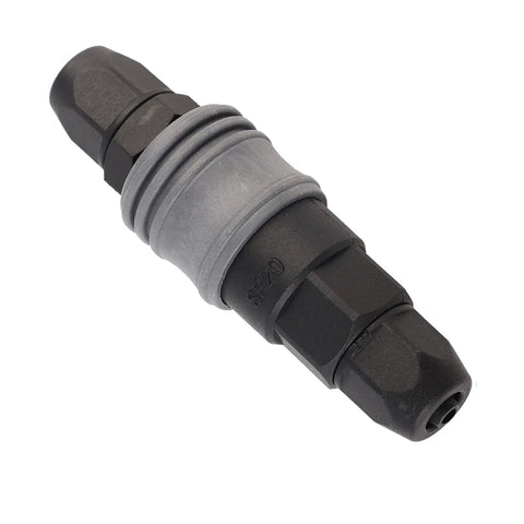 Close-up of a single connector from Ten Piece 8mm C Type Push In Self Locking Air Fittings Set Plastic Quick Connectors For Pneumatic Systems