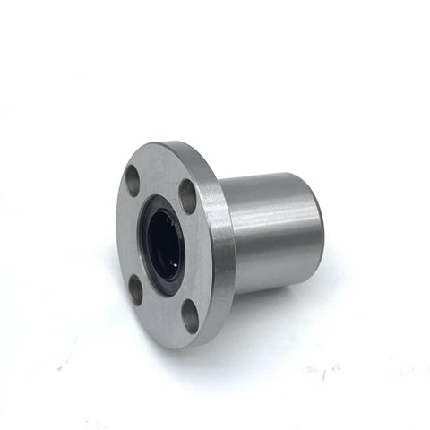Lmf20uu Linear Bearing Round Flange Bushing 20mm Id 32mm Od 42mm Long with a metal finish for CNC and 3D printer applications.
