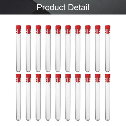 Clear Plastic Test Tubes With Red Caps 100 Pack 13mm By 100mm Mini Tubes With Lids Leak Proof Snap Caps Perfect For Diy Jewelry Beads Powder Spices Liquids Yeast Samples And Lab Experiments. 20 clear 13mm x 100mm tubes with red caps