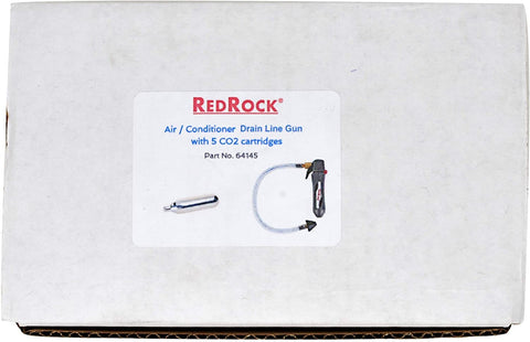 Box packaging of Gallo Drain Gun With CO2 Cartridges For AC Condensate Lines, HVAC Cleaner Blaster Opener Kit, RedRock branding