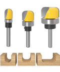 Dish Carving Router Bit Set With Ball Bearing Three Piece One Quarter Inch Shank Bowl And Tray Template Bits For DIY Woodworking