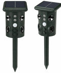 Outdoor Ultrasonic Animal Deterrent With Motion Sensor, Solar Powered Pest Repeller, 3 In 1 System With Ultrasound, Flashing LED Light, And Ground Vibration To Deter Snakes, Moles, Voles, And Gophers In Your Yard, black stake