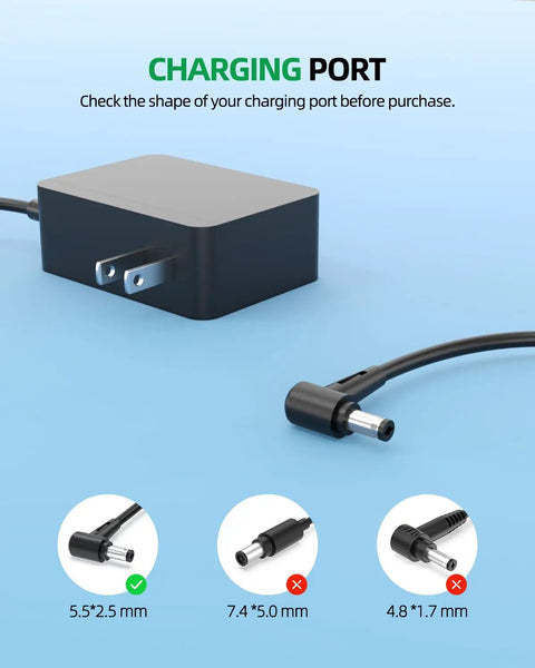 Replacement Charger For V6 V7 V8 Cordless Vacuum With Red Charging Indicator And Green Full Indicator, plug size details