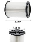Pro Grade Vacuum Filter Replacement For Wet Dry Vacuums 6 To 16 Gallon Models Compatible With WD06000 WD06200 - Dimensions View